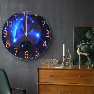 Blue Diamond Round Interior Wall Clock
