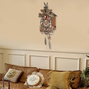 Handcrafted Vintage Wooden Cuckoo Wall and Alarm Clock