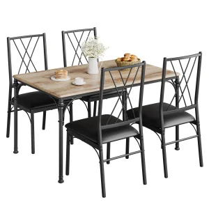 Dining Table Set for 4 Includes 4 Upholstered Chairs