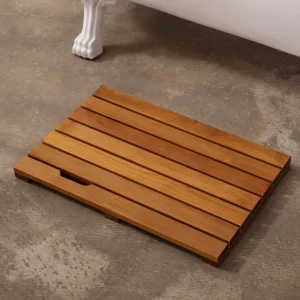 Teak Wood Bathroom Shower Mat, Indoor/Outdoor