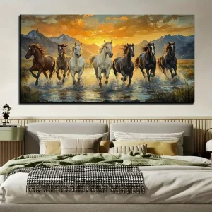 Seven-Horse Canvas Wall Art