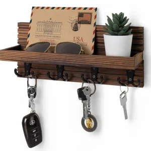 Wooden Wall-Mounted Key Holder and Organizer