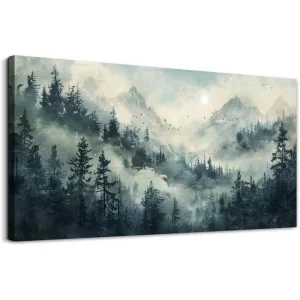 Misty Forest Landscape Canvas Wall Art