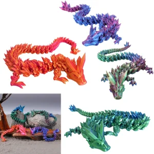 4pcs 3D Printed Crystal Articulated Dragon